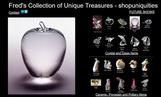 Picture of Fred's Collection website.